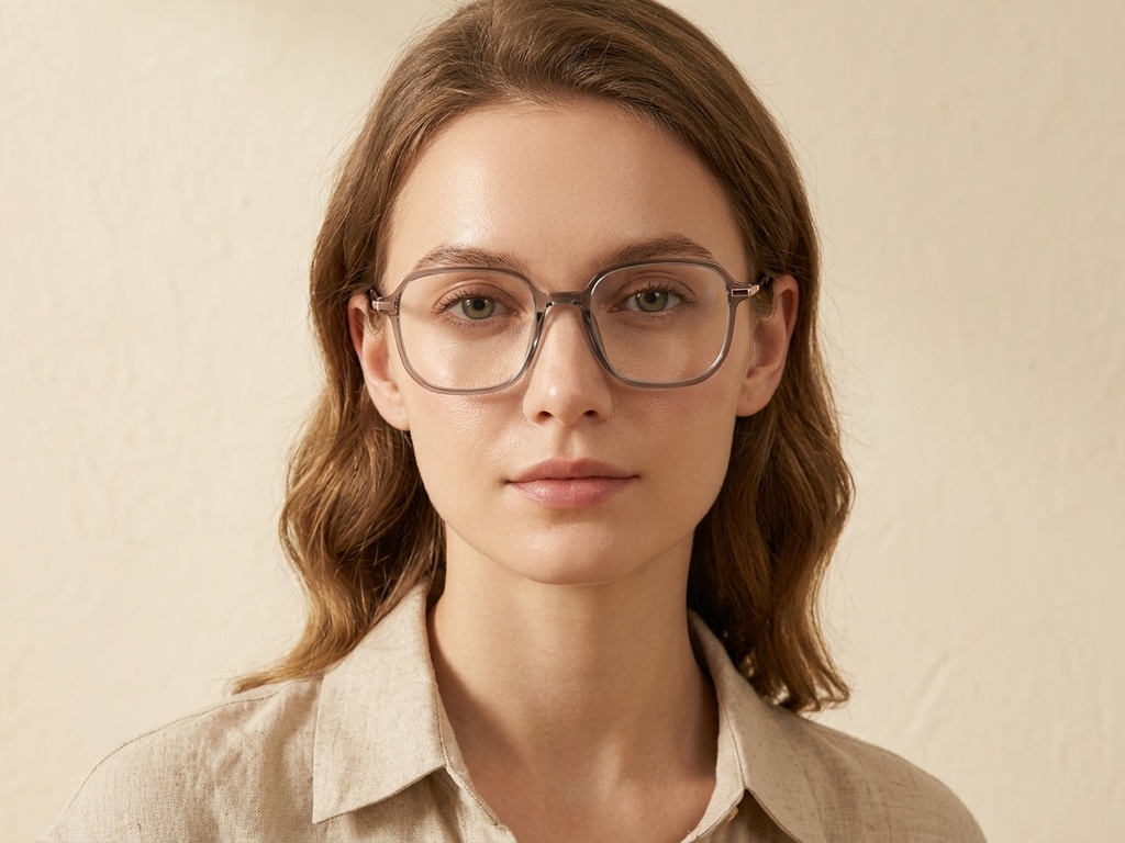 BS0218-0296_Brown_Rectangular_Titanium_Glasses_corner-tryon_female