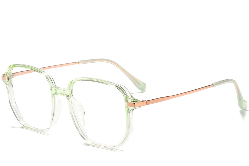 Lens Rectangular Green Rectangular Green Titanium Glasses #BS0218-0297