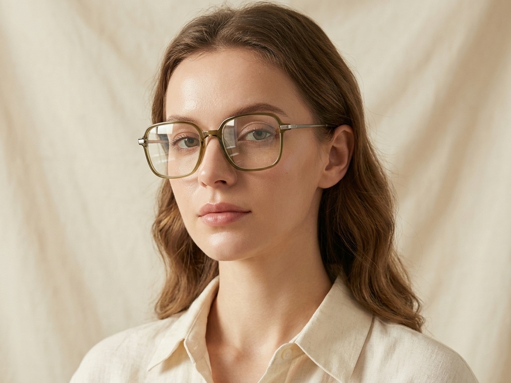 BS0218-0301_Green_Rectangular_Titanium_Glasses_corner-tryon_female
