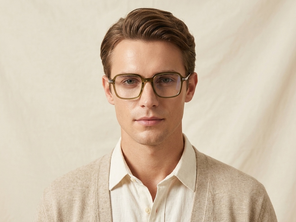 BS0218-0301_Green_Rectangular_Titanium_Glasses_corner-tryon_male