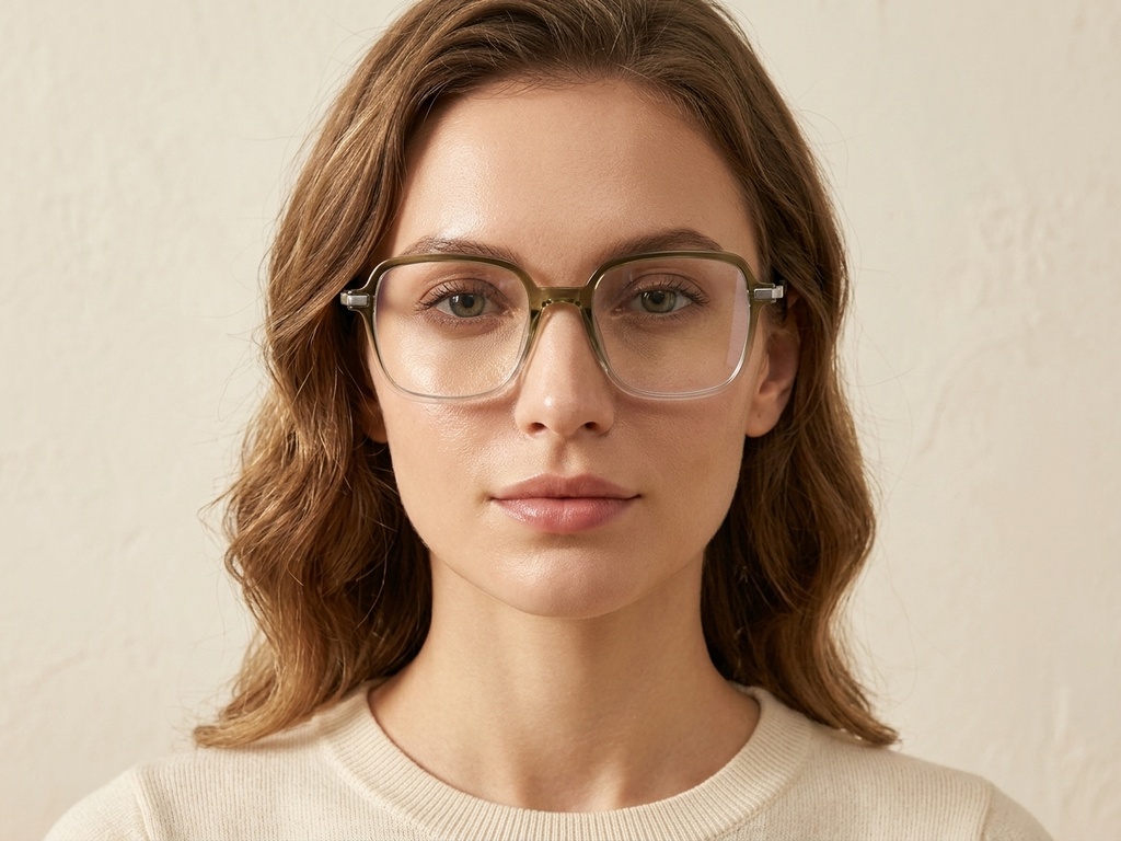BS0218-0304_Green_Rectangular_Titanium_Glasses_corner-tryon_female