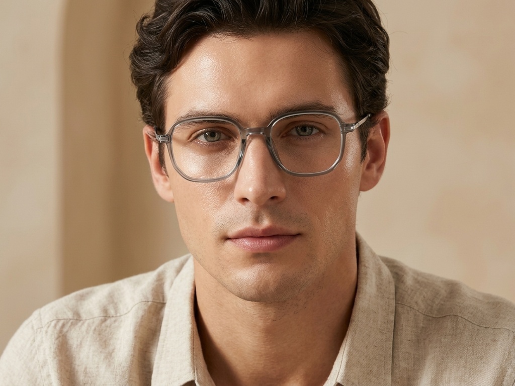 BS0218-0308_Green_Rectangular_Titanium_Glasses_corner-tryon_male