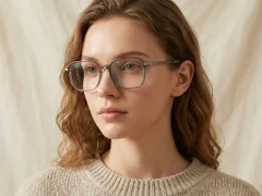BS0218-0315_Green_Rectangular_Titanium_Glasses_corner-tryon_female