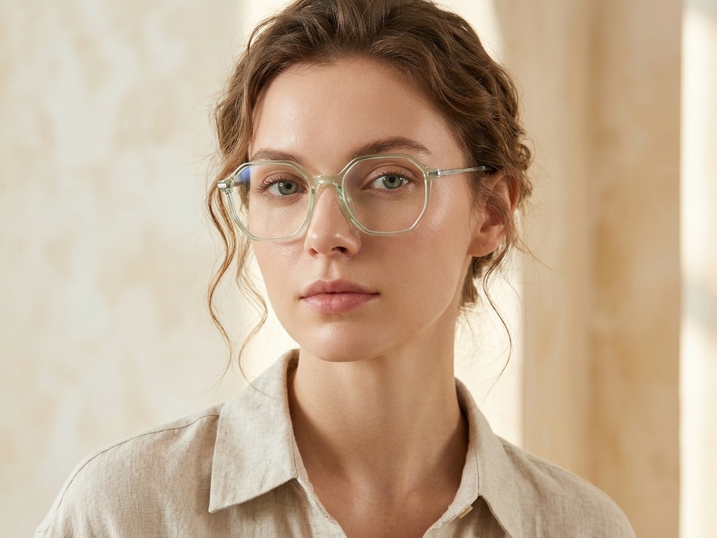 BS0218-0325_Green_Geometric_Titanium_Glasses_corner-tryon_female