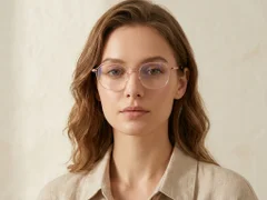 BS0218-0335_Pink_Oval_Titanium_Glasses_corner-tryon_female