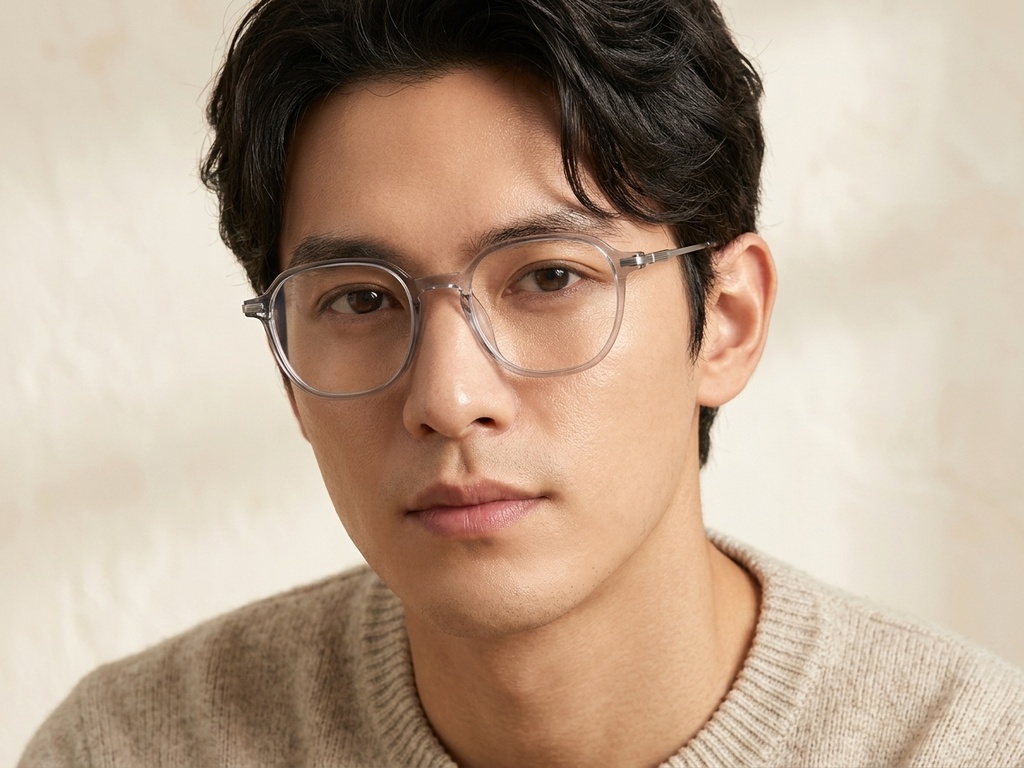 BS0218-0337_Grey_Oval_Titanium_Glasses_corner-tryon_male