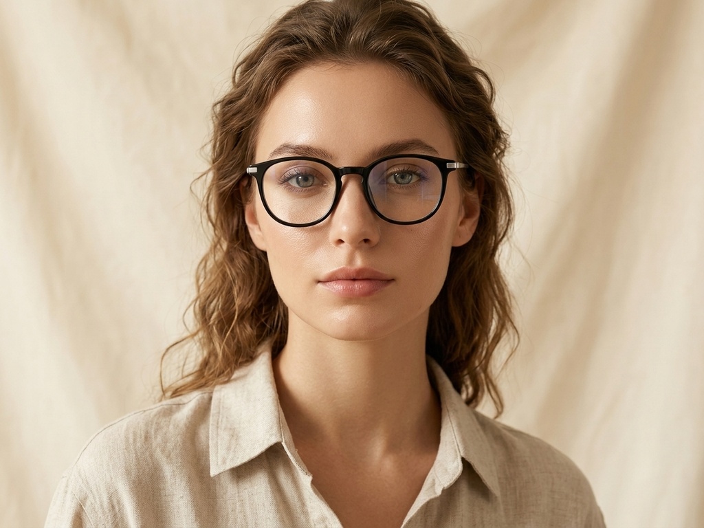 BS0218-0341_Black_Oval_Titanium_Glasses_corner-tryon_female