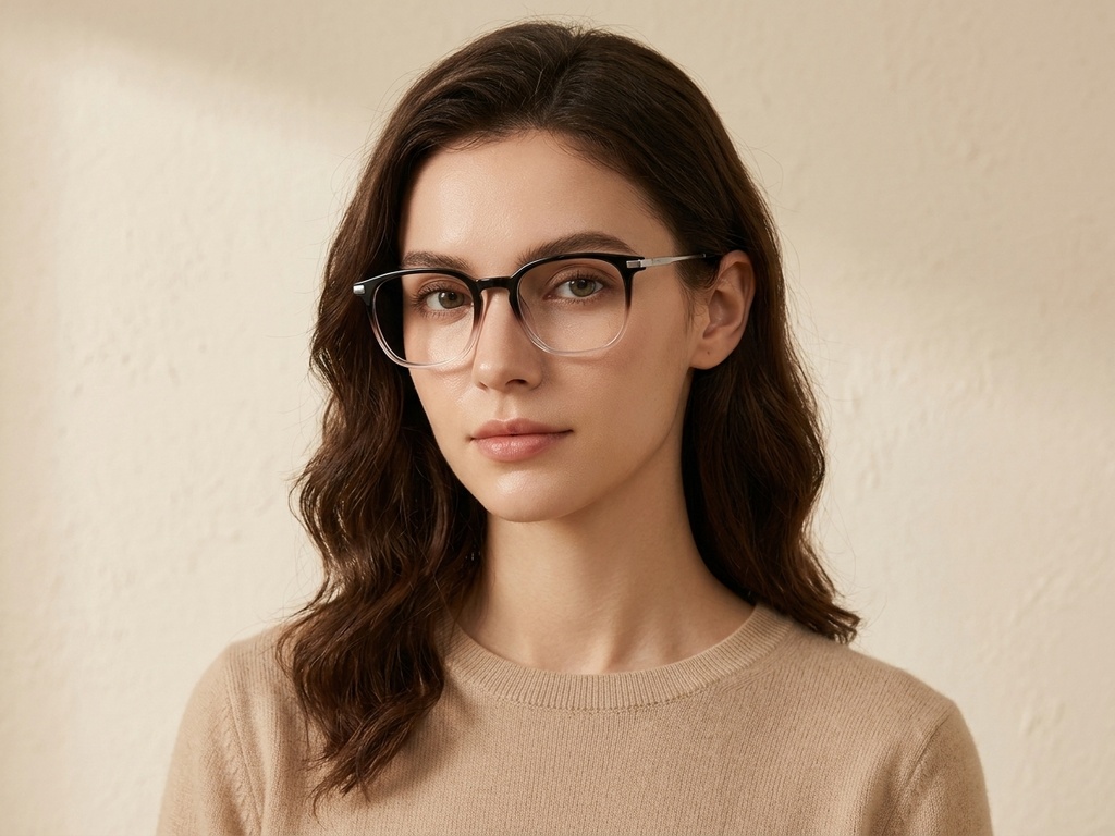 BS0218-0342_Black_Oval_Titanium_Glasses_corner-tryon_female