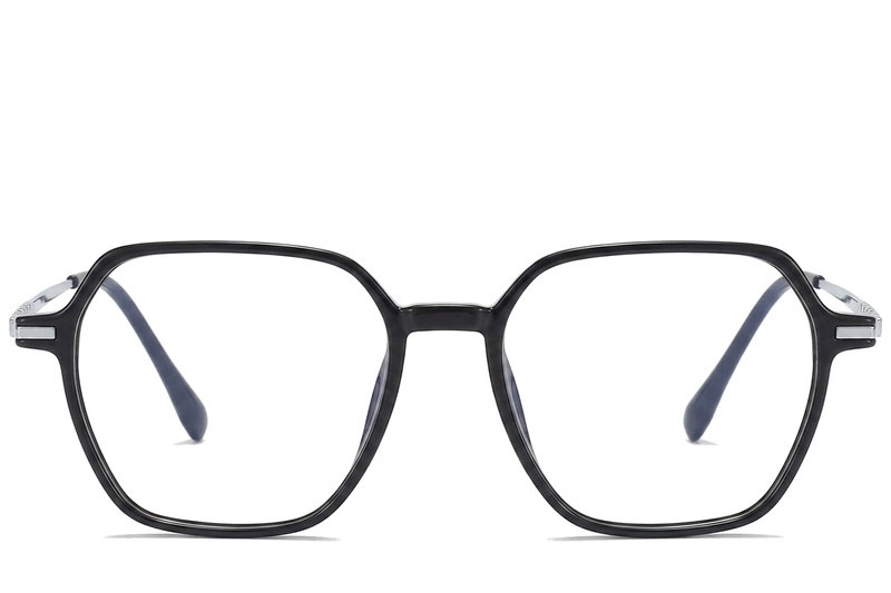 BS0218-0348_Black_Rectangular_Titanium_Glasses_corner-front