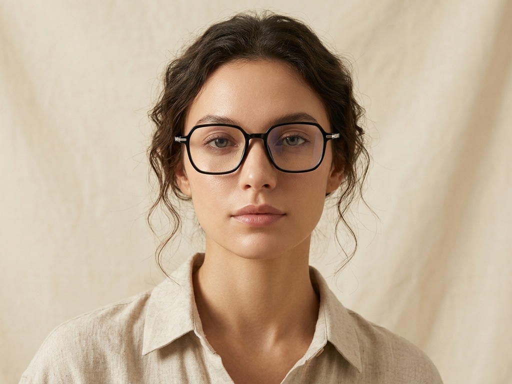 BS0218-0348_Black_Rectangular_Titanium_Glasses_corner-tryon_female