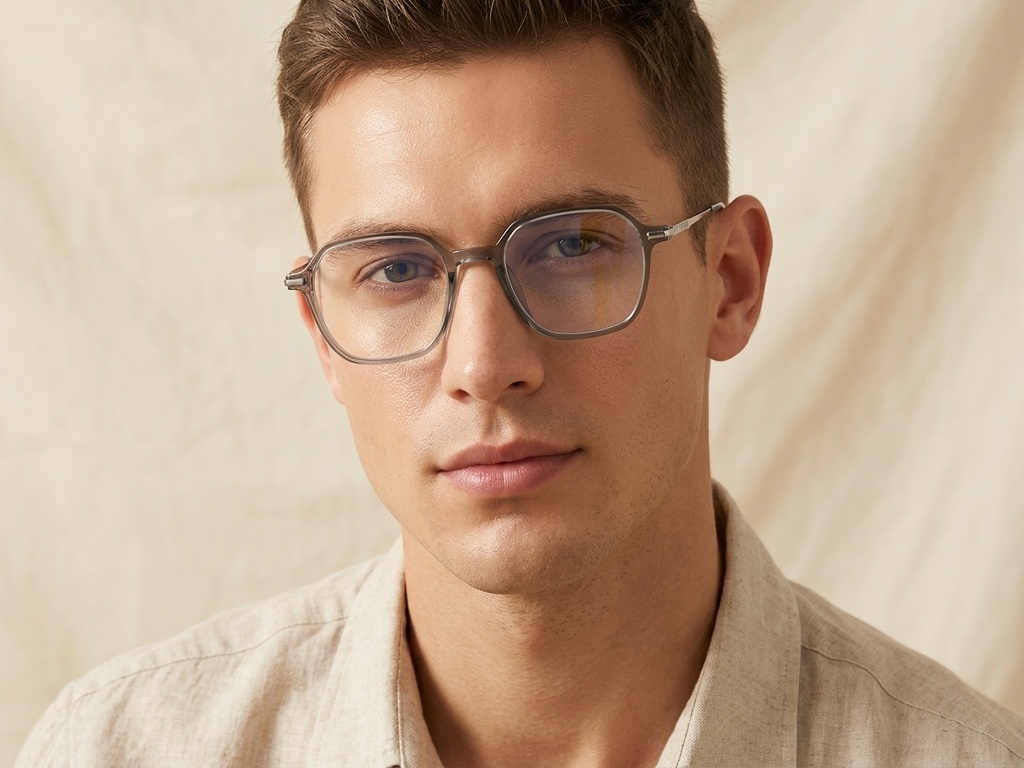 BS0218-0350_Green_Rectangular_Titanium_Glasses_corner-tryon_male