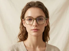 BS0218-0352_Green_Rectangular_Titanium_Glasses_corner-tryon_female