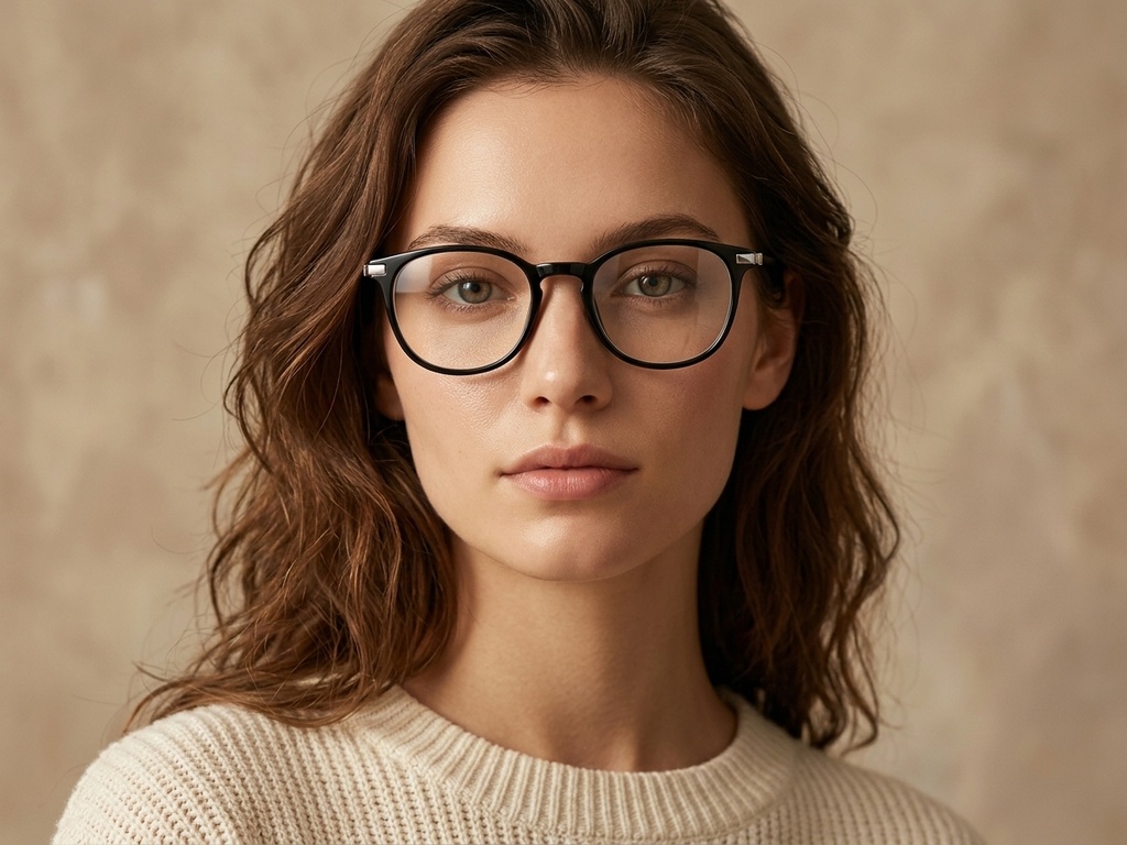 BS0218-0355_Black_Oval_Titanium_Glasses_corner-tryon_female