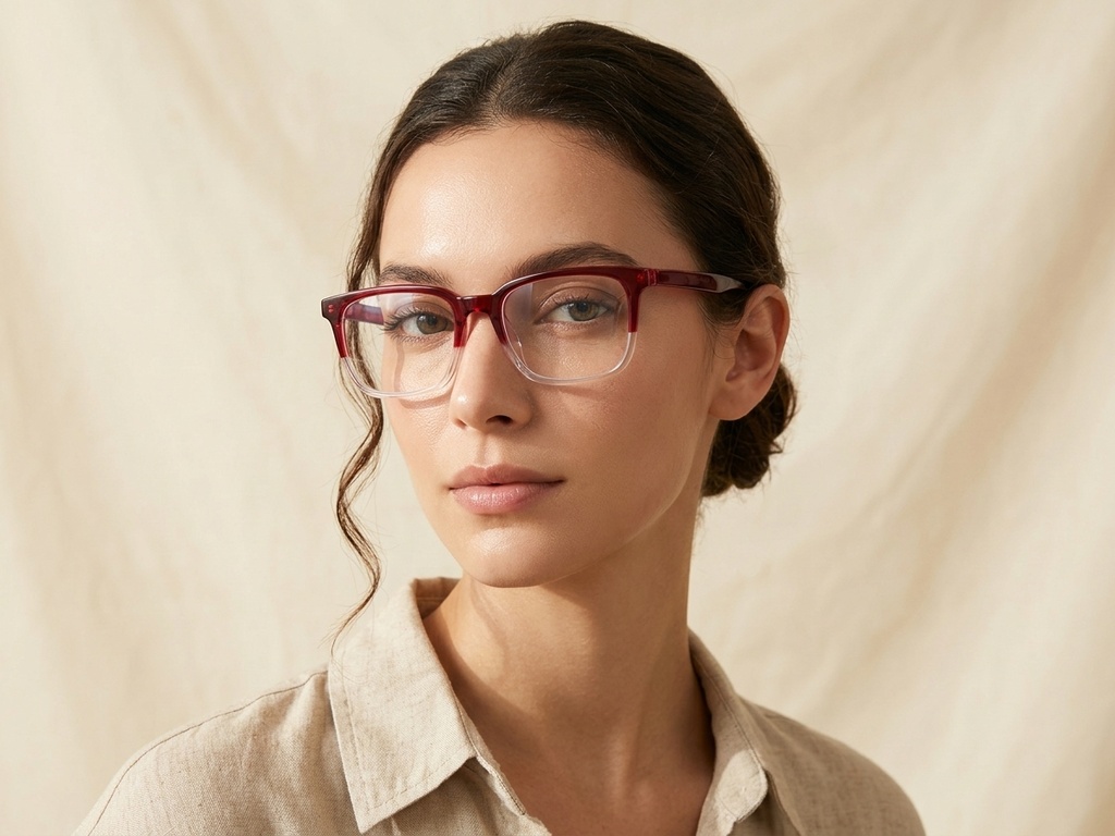 BS0218-0458_Red_Rectangular_Acetate_Glasses_corner-tryon_female