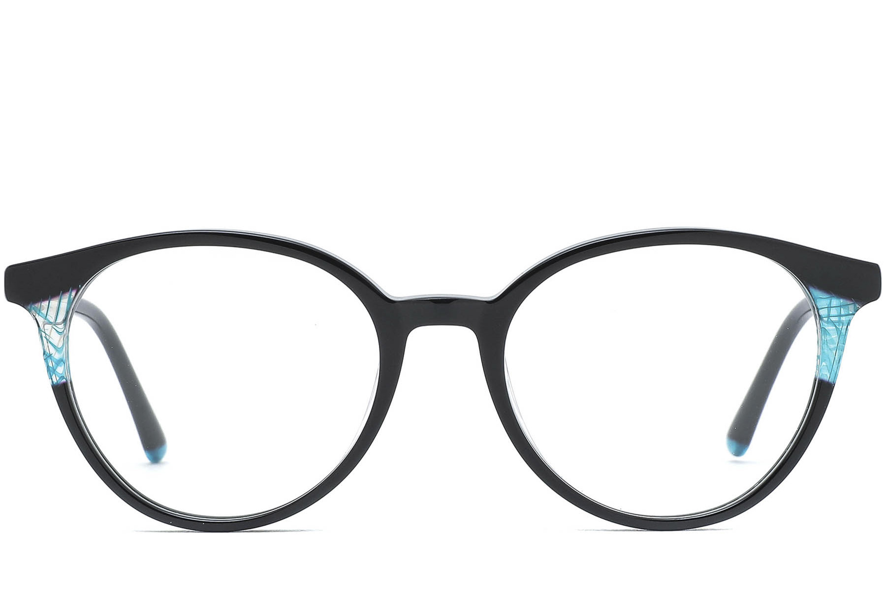 BS0218-0496_Black_Round_Acetate_Glasses_front