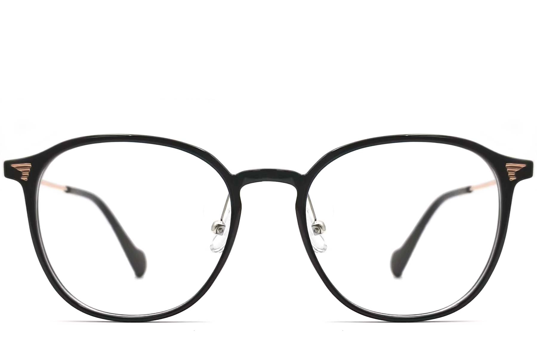 BS0406-0001_Black_Oval_Metal_Glasses_front