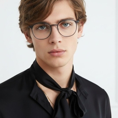 Gafas ovaladas de metal gris #BS0406-0002