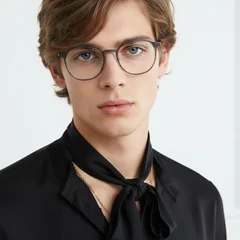 Oval Grey Metal Glasses #BS0406-0002