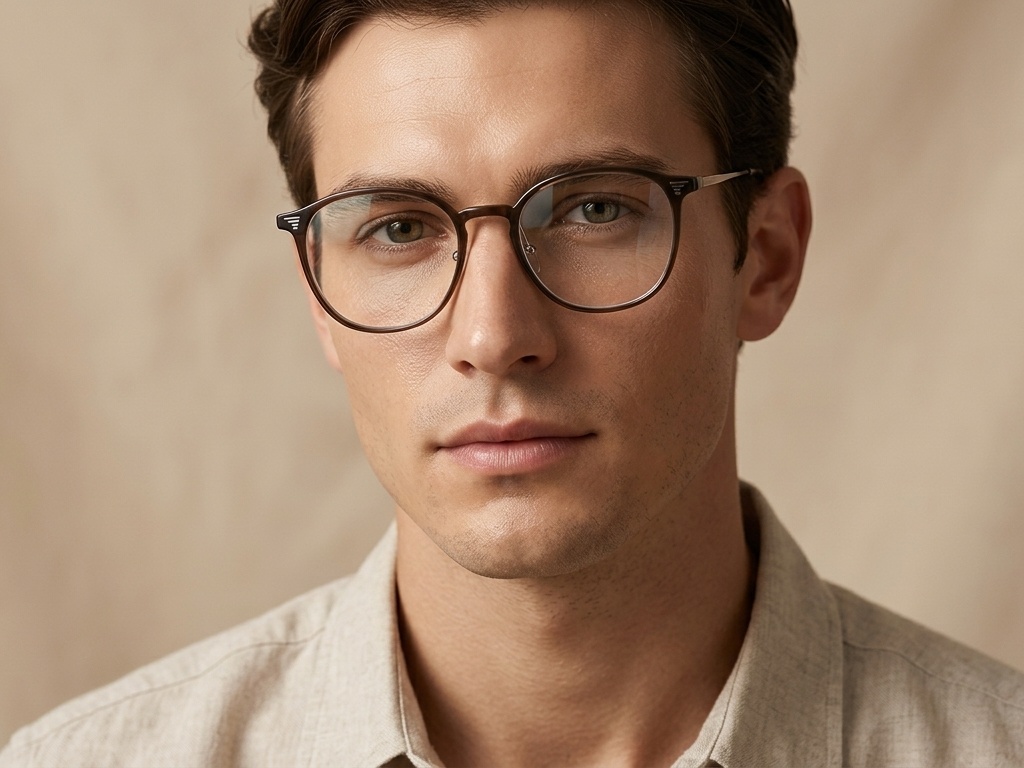 Oval Brown Metal Glasses #BS0406-0003