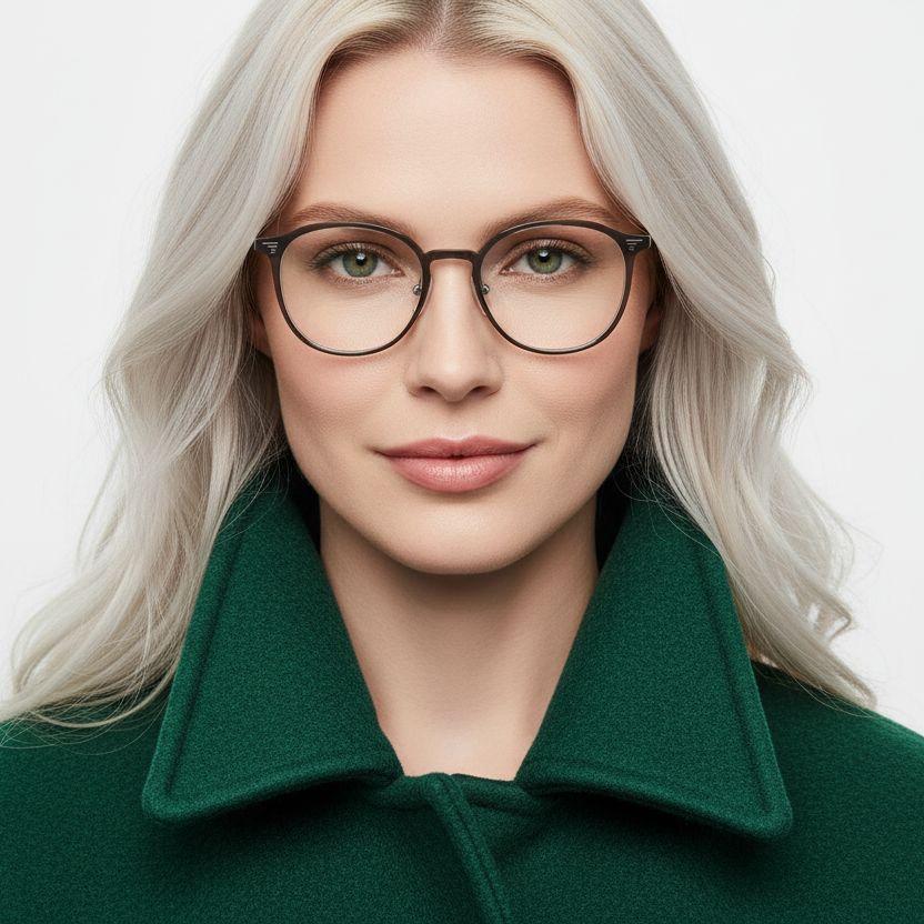 Oval Brown Metal Glasses #BS0406-0003