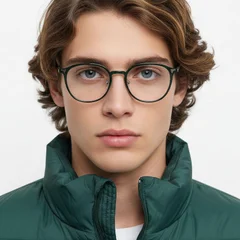 Oval Green Metal Glasses #BS0406-0004