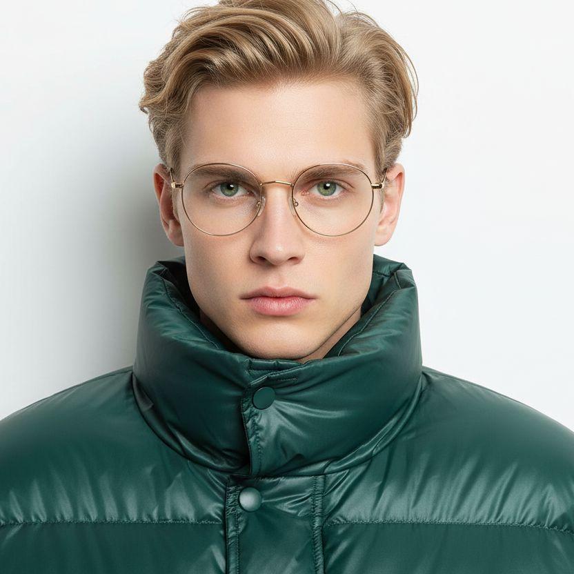 Oval Golden Metal Glasses #BS0406-0008