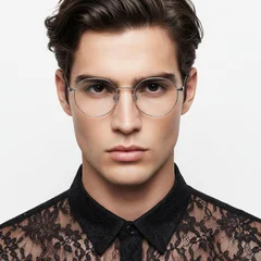 Oval Silver Metal Glasses #BS0406-0009