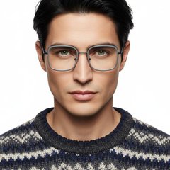 Lunettes rectangulaires en métal bleu #BS0406-0010