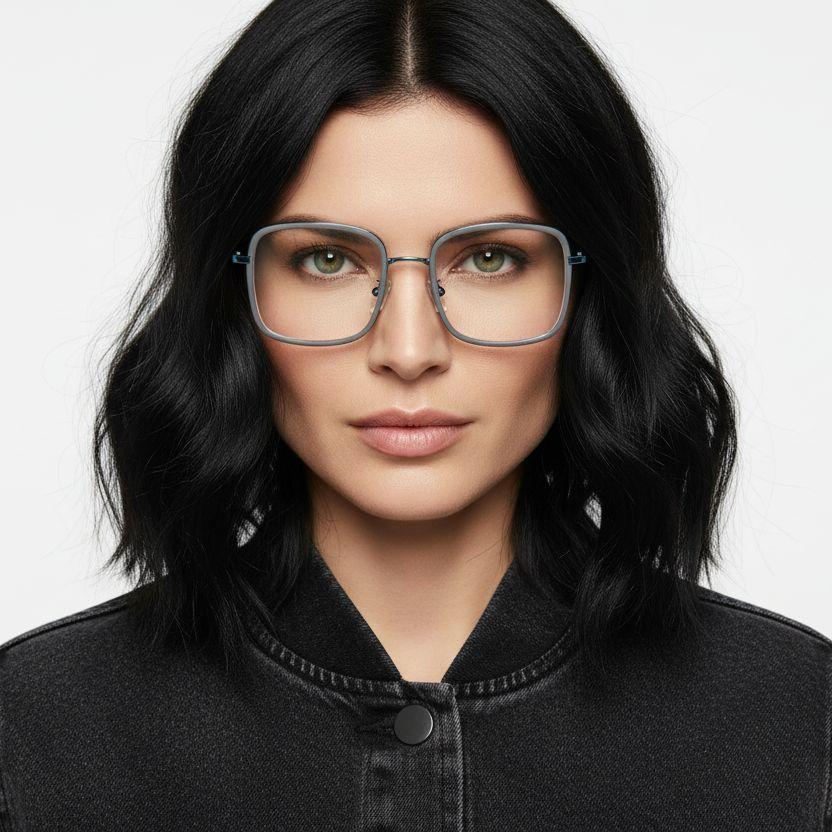 Rectangular Blue Metal Glasses #BS0406-0010