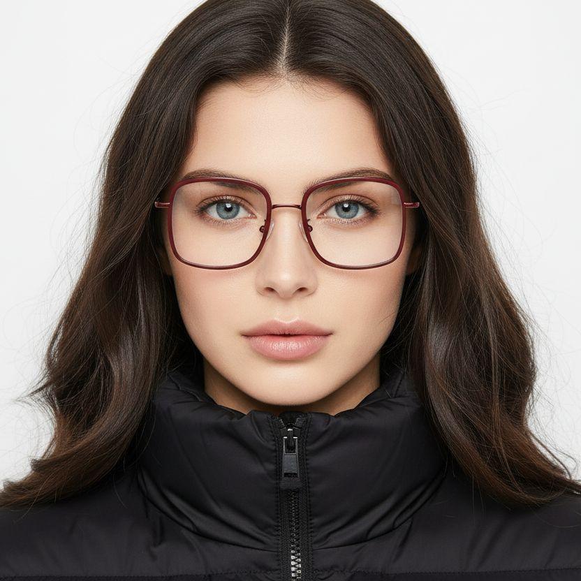 Rectangular Red Metal Glasses #BS0406-0011