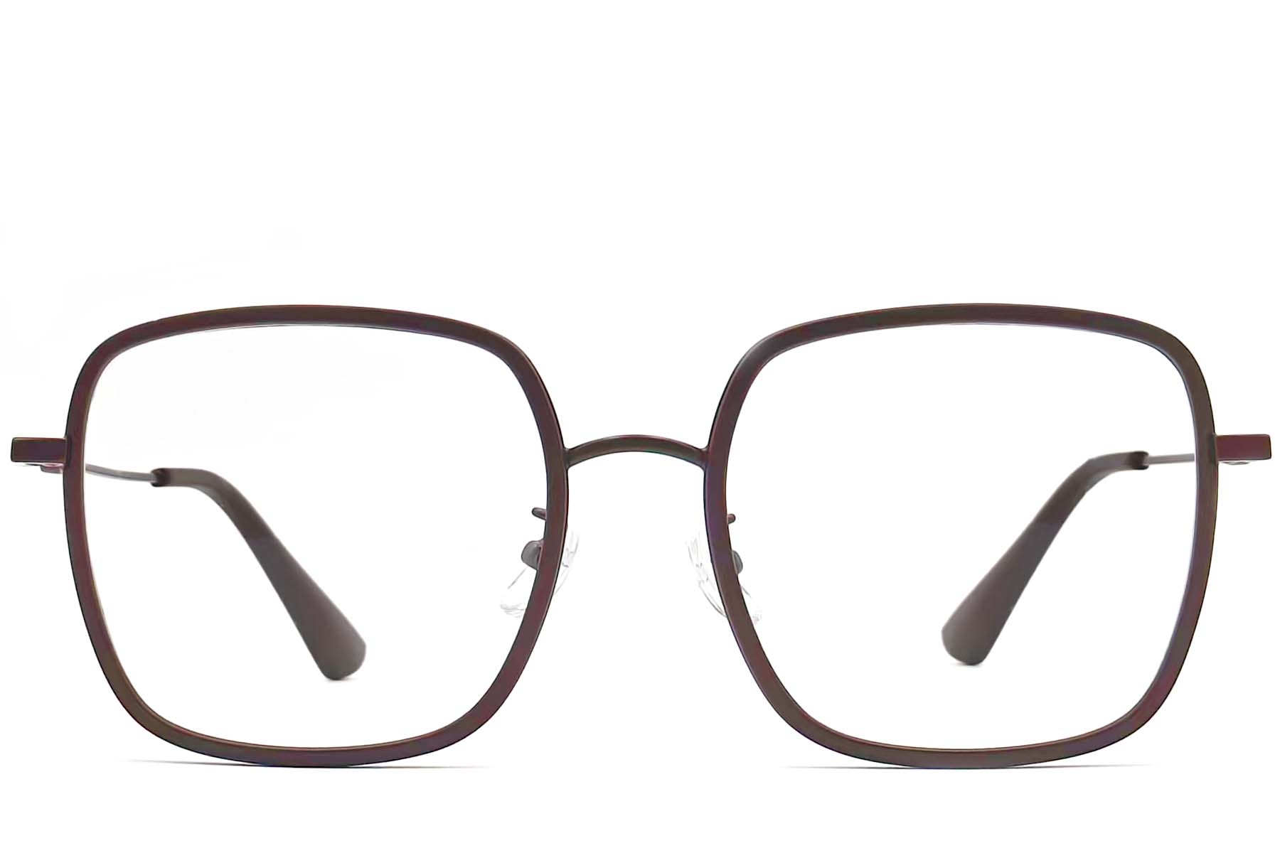 BS0406-0012_Brown_Rectangular_Metal_Glasses_front