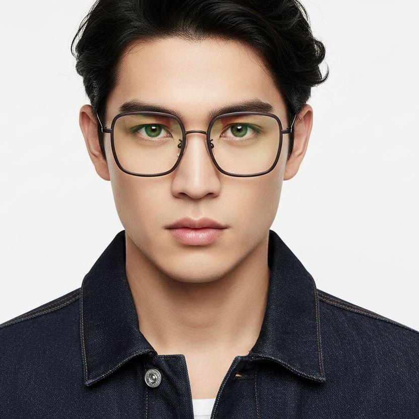 Rectangular Brown Metal Glasses #BS0406-0012