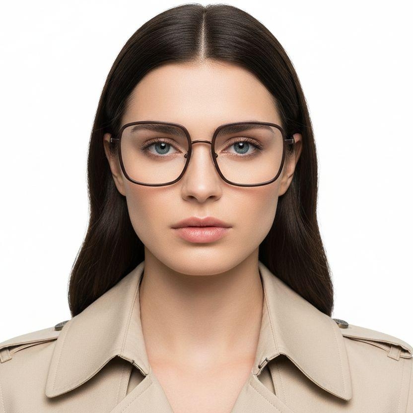 Rectangular Brown Metal Glasses #BS0406-0012