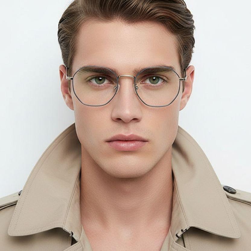 Geometric Blue Metal Glasses #BS0406-0017