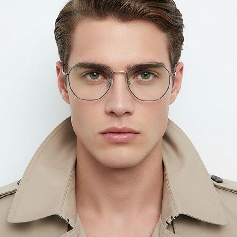 Gafas geométricas de metal azul #BS0406-0017