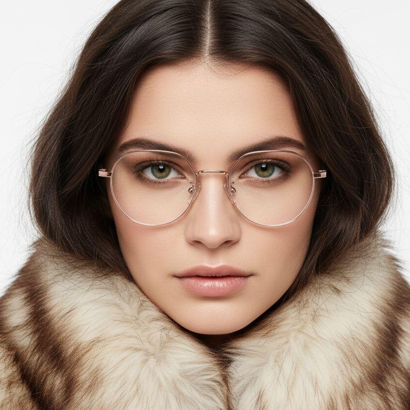 Gafas geométricas de metal rosa #BS0406-0026