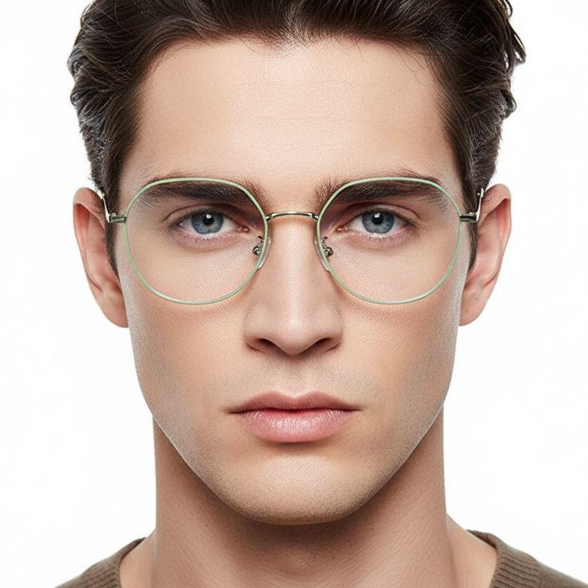 Geometric Green Metal Glasses #BS0406-0031