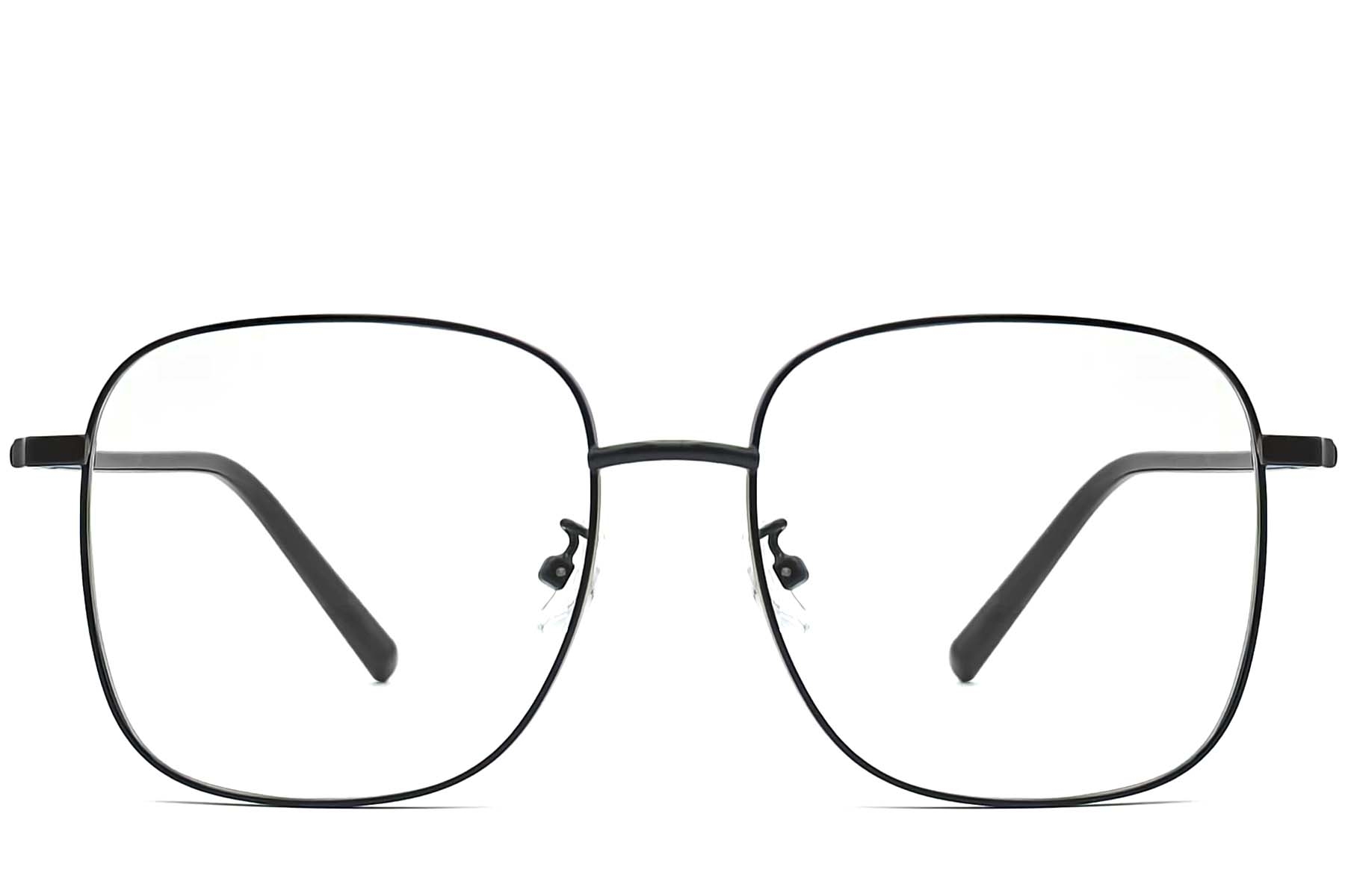 BS0406-0032_Black_Rectangular_Metal_Glasses_front