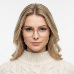 BS0406-0033_Pink_Rectangular_Metal_Glasses_model