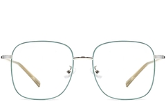BS0406-0034_Green_Rectangular_Metal_Glasses_front