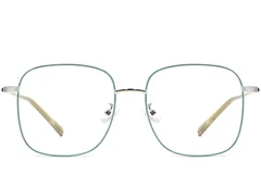 BS0406-0034_Green_Rectangular_Metal_Glasses_front