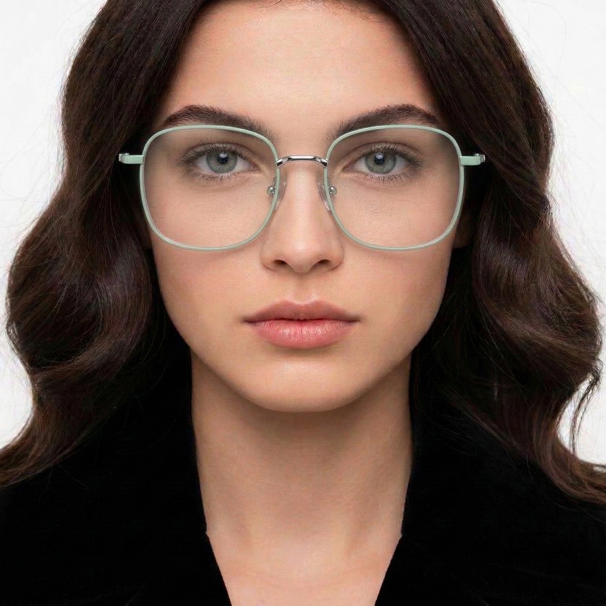 BS0406-0034_Green_Rectangular_Metal_Glasses_model