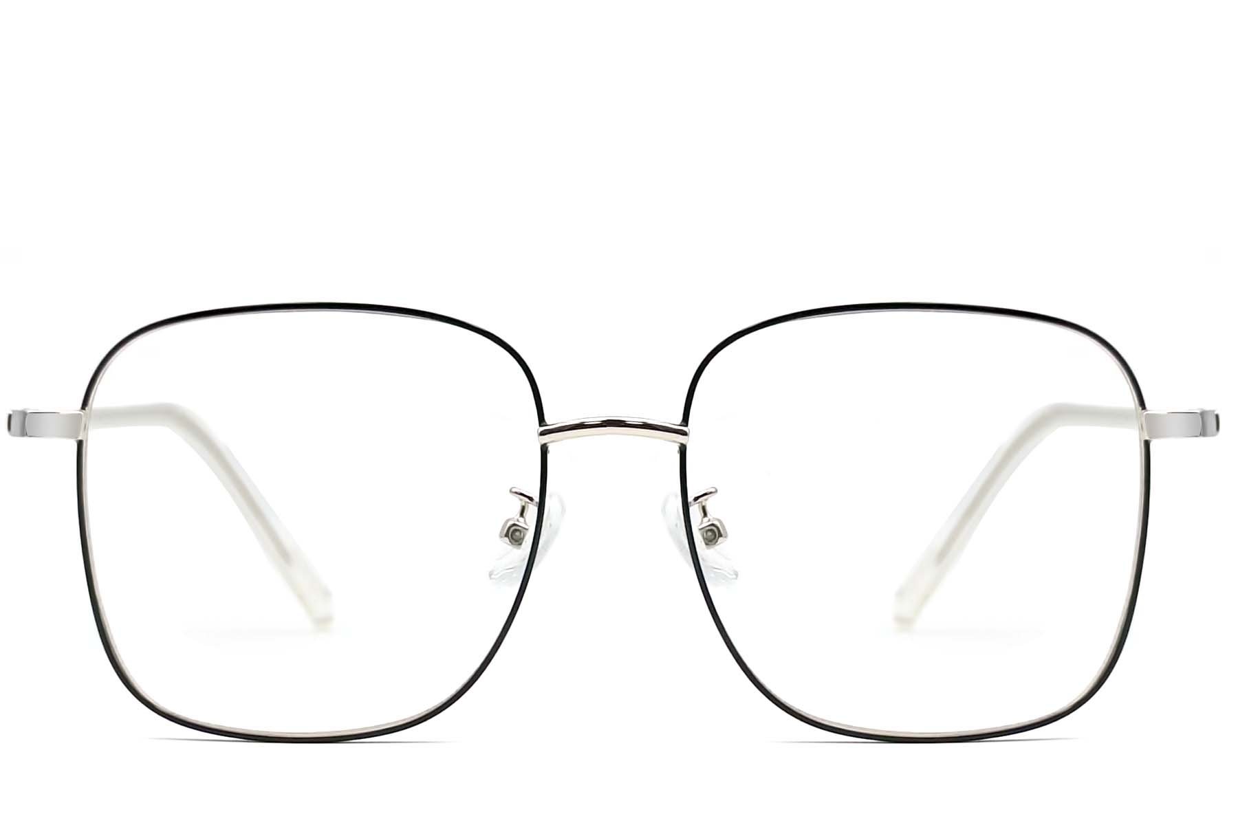 BS0406-0035_Black_Rectangular_Metal_Glasses_front