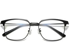 BS0406-0036_Black_Semi-rimless_Metal_Glasses_front
