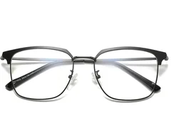 BS0406-0037_Grey_Semi-rimless_Metal_Glasses_front