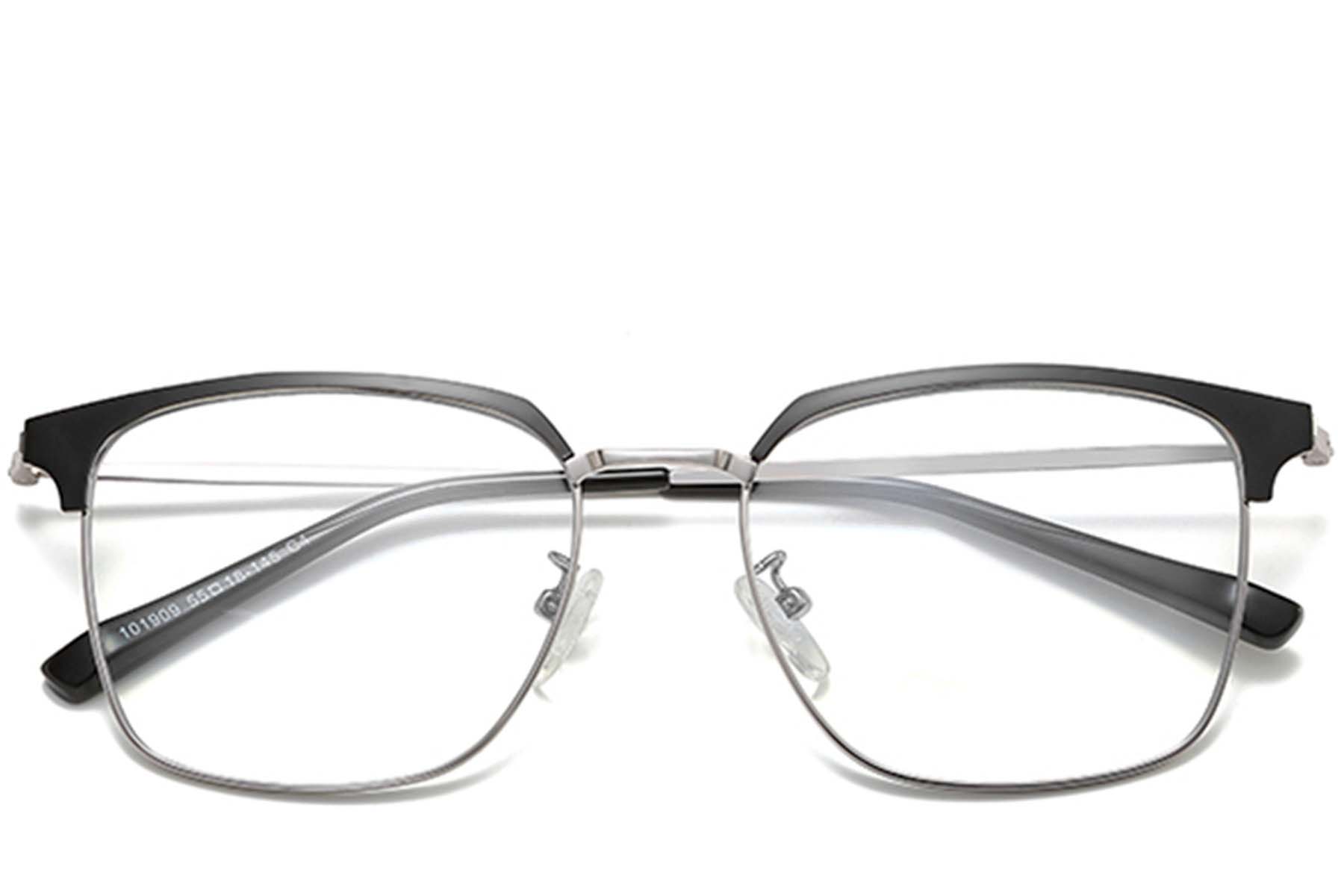 BS0406-0038_Silver_Semi-rimless_Metal_Glasses_front