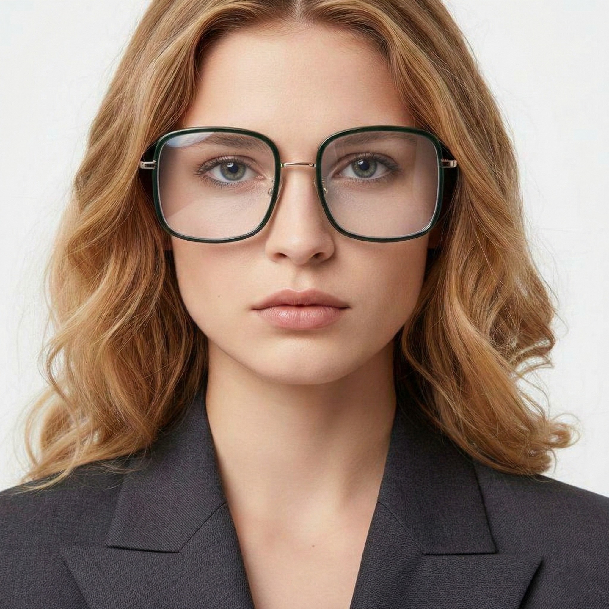BS0406-0045_Green_Rectangular_TR90_Glasses_model