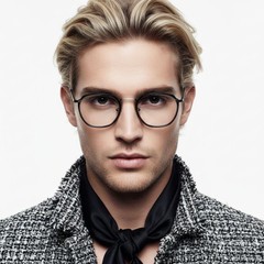 Gafas rectangulares de metal negro #BS0406-0048