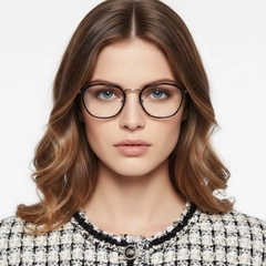 Rechteckige schwarze Metallbrille #BS0406-0048