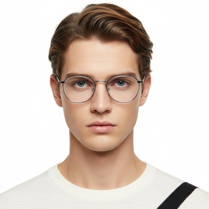 Rectangular Grey Metal Glasses #BS0406-0049